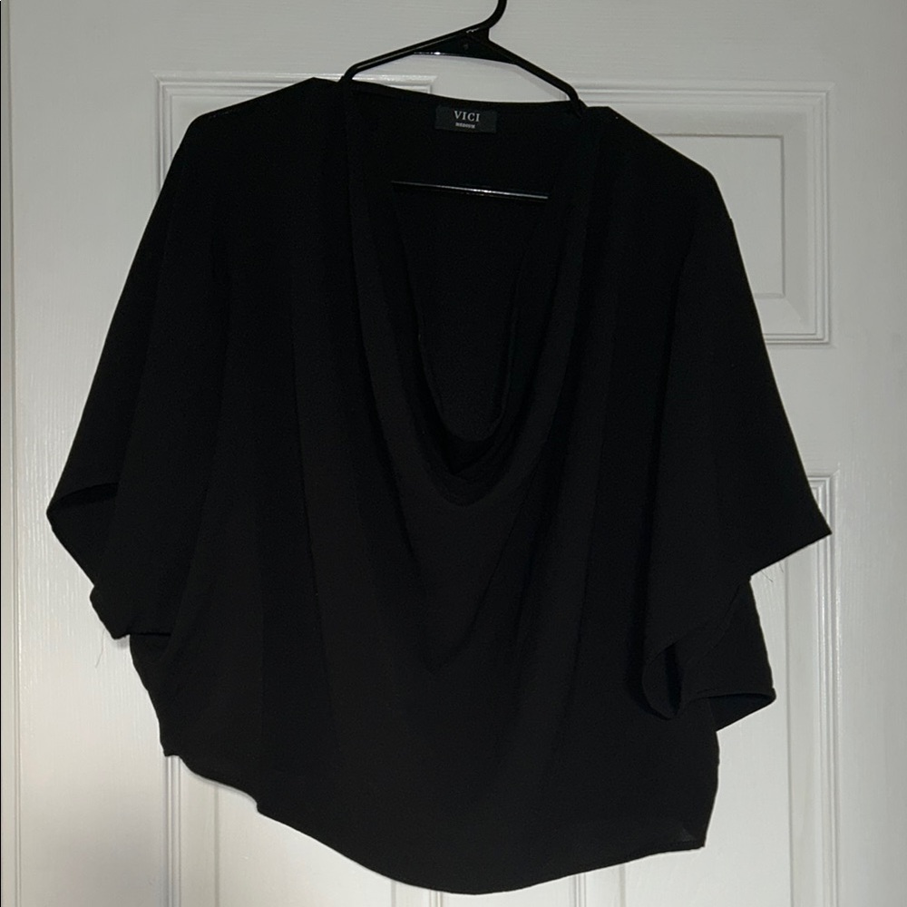 Vici Classic Black Drape Blouse